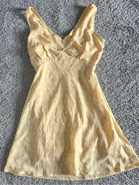Princess Polly Dresses & Skirts - Princess Polly Yellow Polka Dot V‑Neck Mini Dress